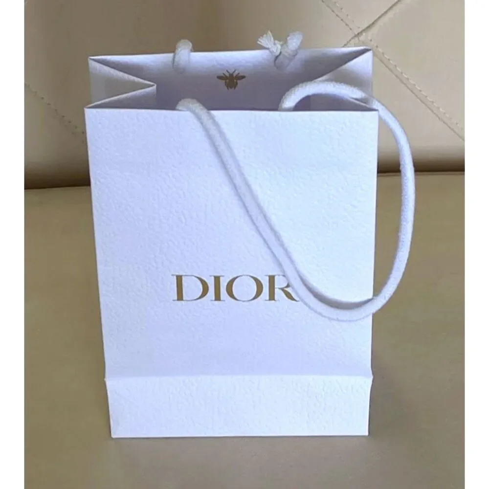 Dior Empty Shopping White Gift Bag w/ Gold Logo Star & Tissue 9